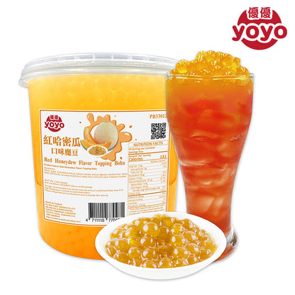 Red Honeydew Flavor Popping Boba